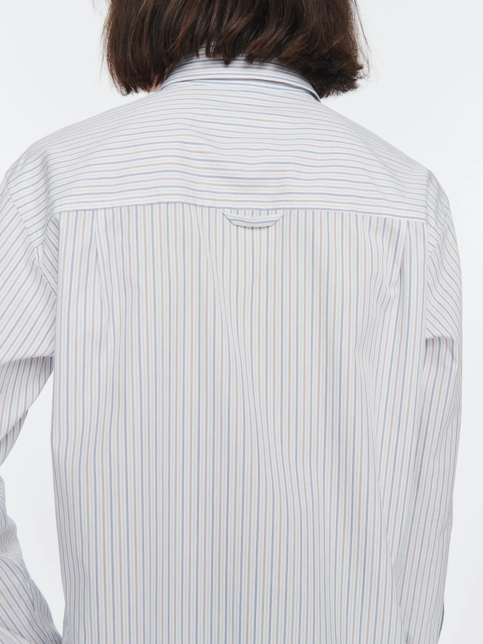 Striped Tunic Shirt in White / Blue / Brown Stripe