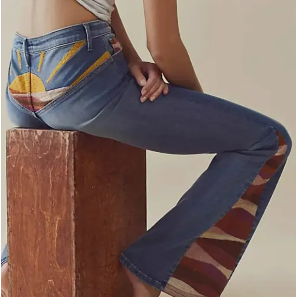 Sunrise on Sunset Blvd Embroidered Flared Jeans