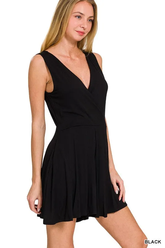 Surplice Neckline Sleeveless Romper