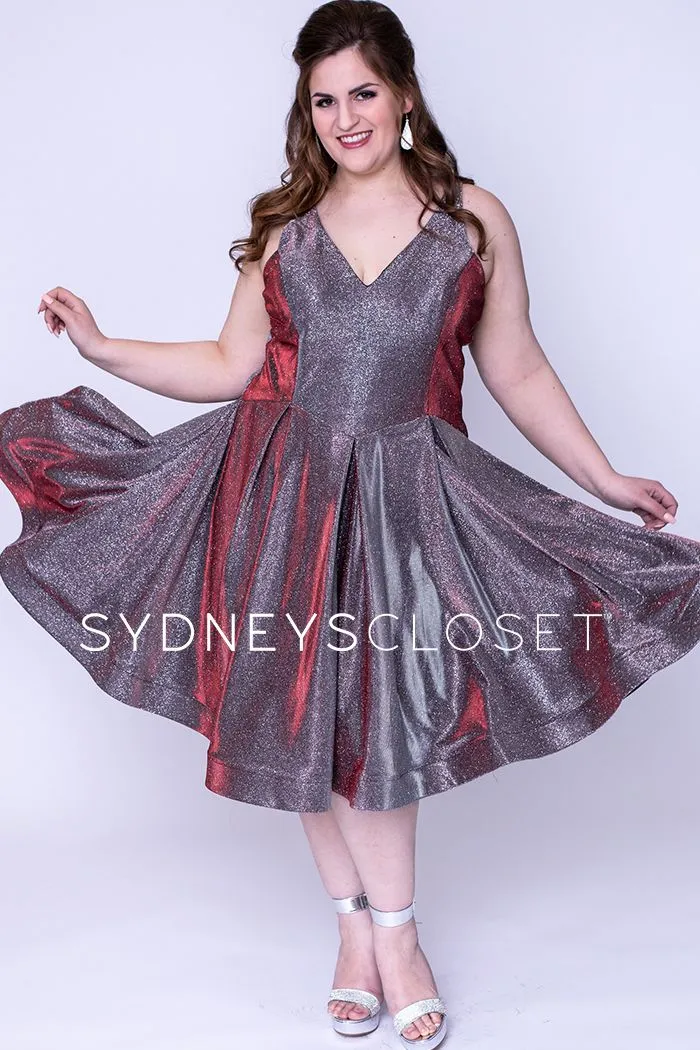 Sydney's Closet SC8100 Cosmic Cobalt cocktail dress plus sized holographic size 14