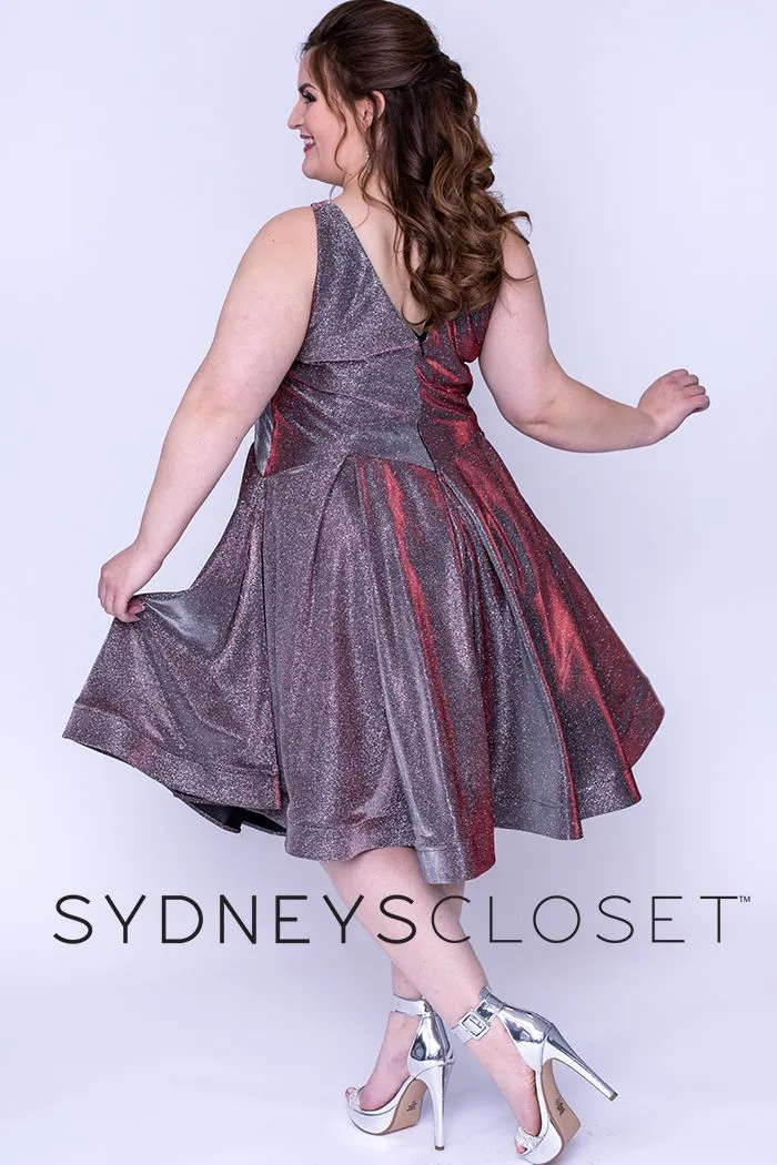 Sydney's Closet SC8100 Cosmic Cobalt cocktail dress plus sized holographic size 14