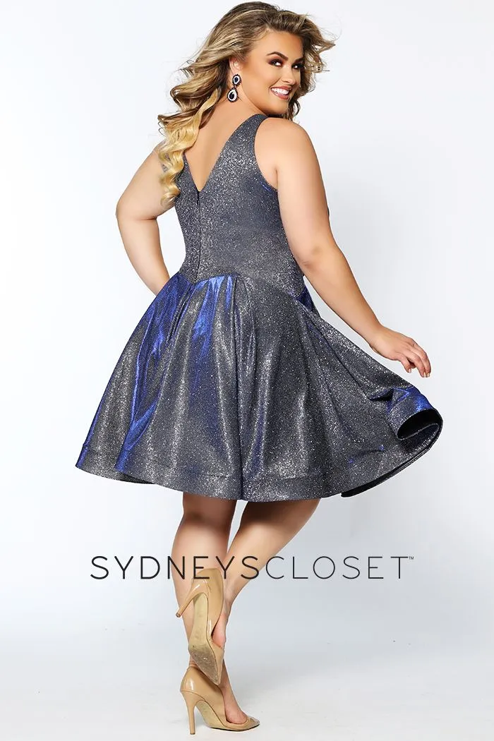 Sydney's Closet SC8100 Cosmic Cobalt cocktail dress plus sized holographic size 14