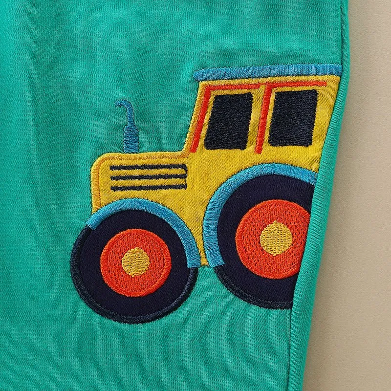 Toddler/Kid Boy's Cartoon Vehicle Design Blue Pants