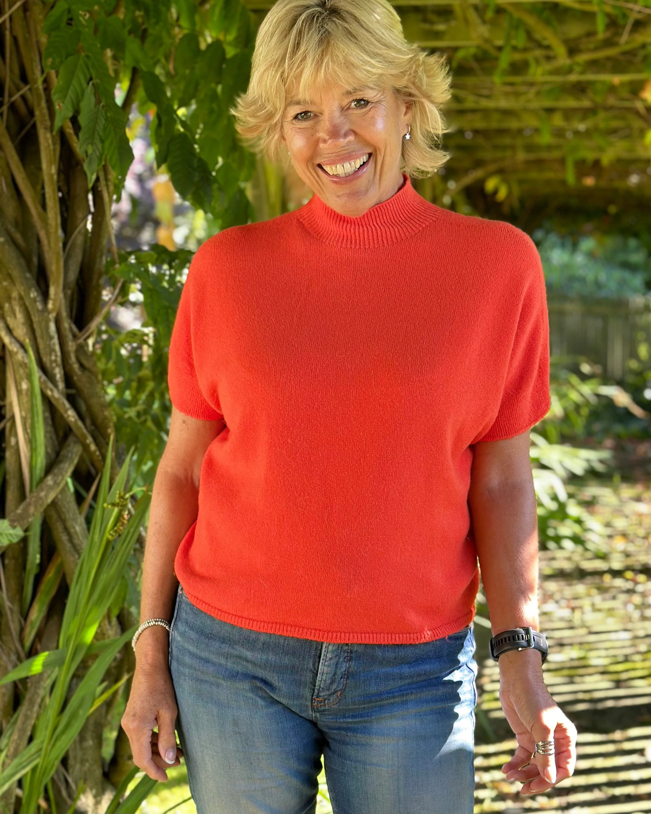 Turtle Neck Short Sleeve Jumper - Orange