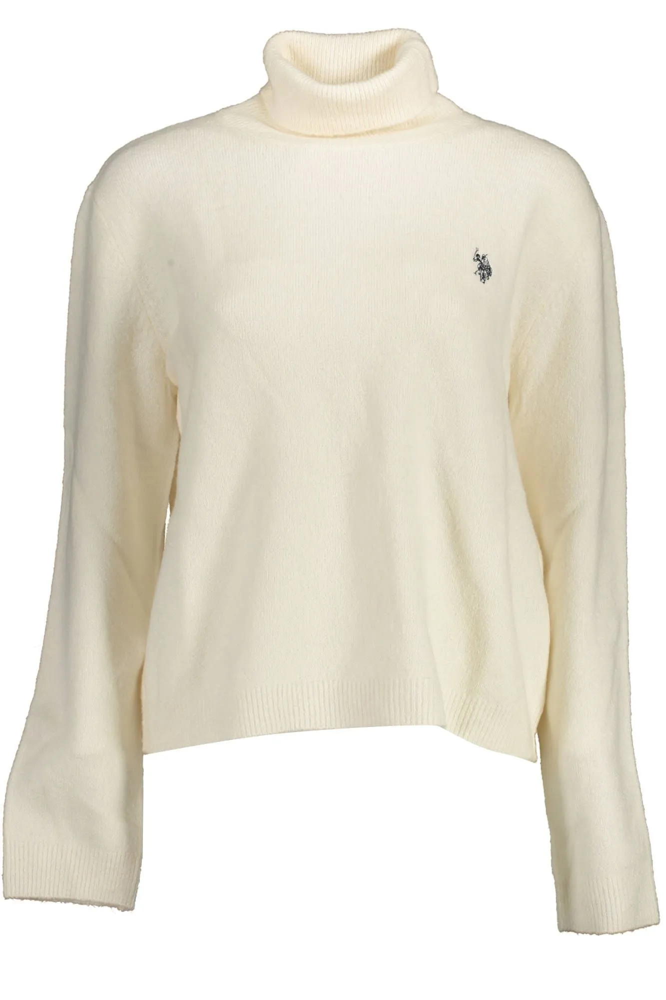 U.S. POLO ASSN. White Acrylic Women Turtleneck Sweater