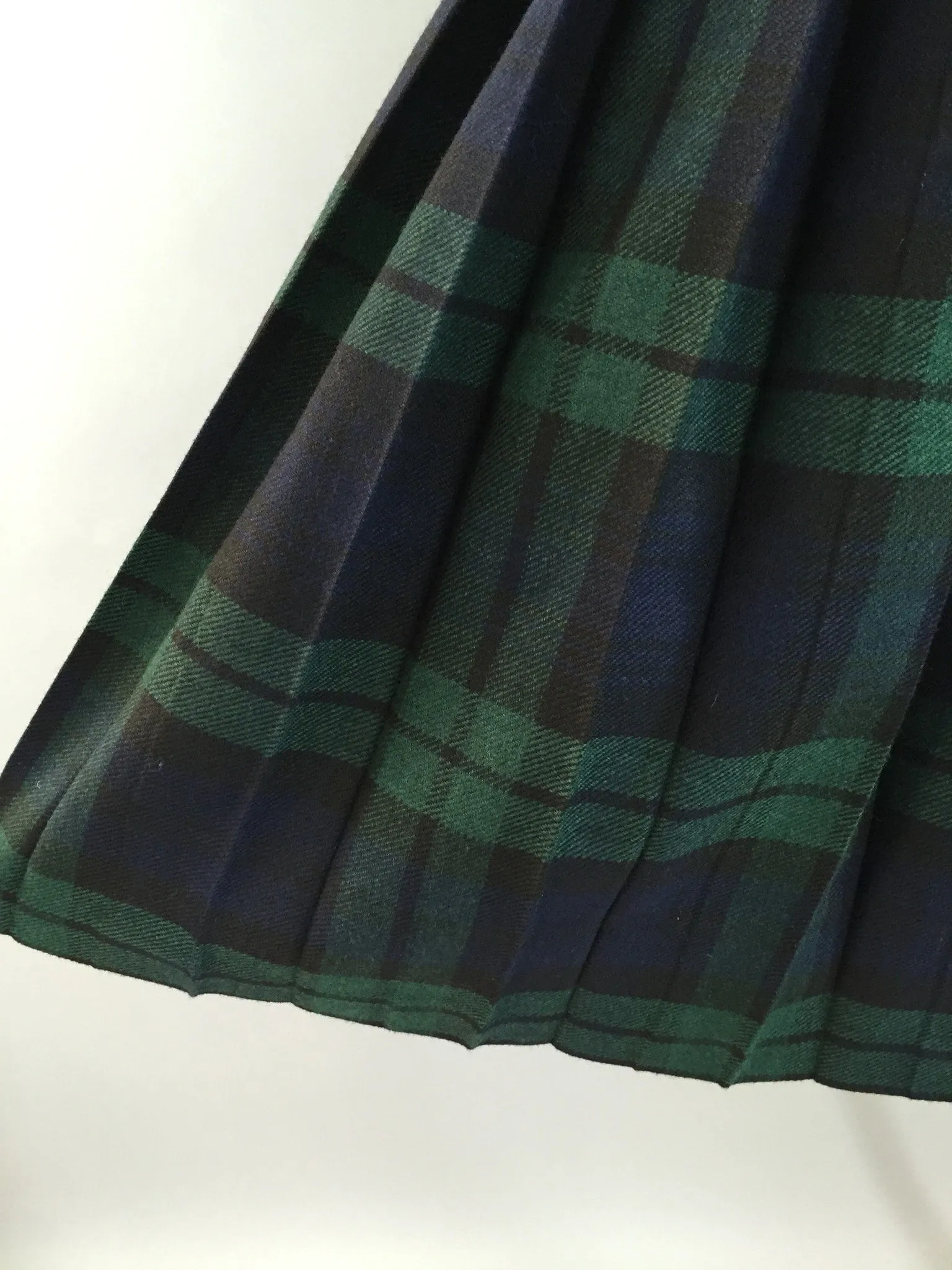 Vintage Wool Kilt / Plaid Skirt / Black Watch Campbell Clan Tartan