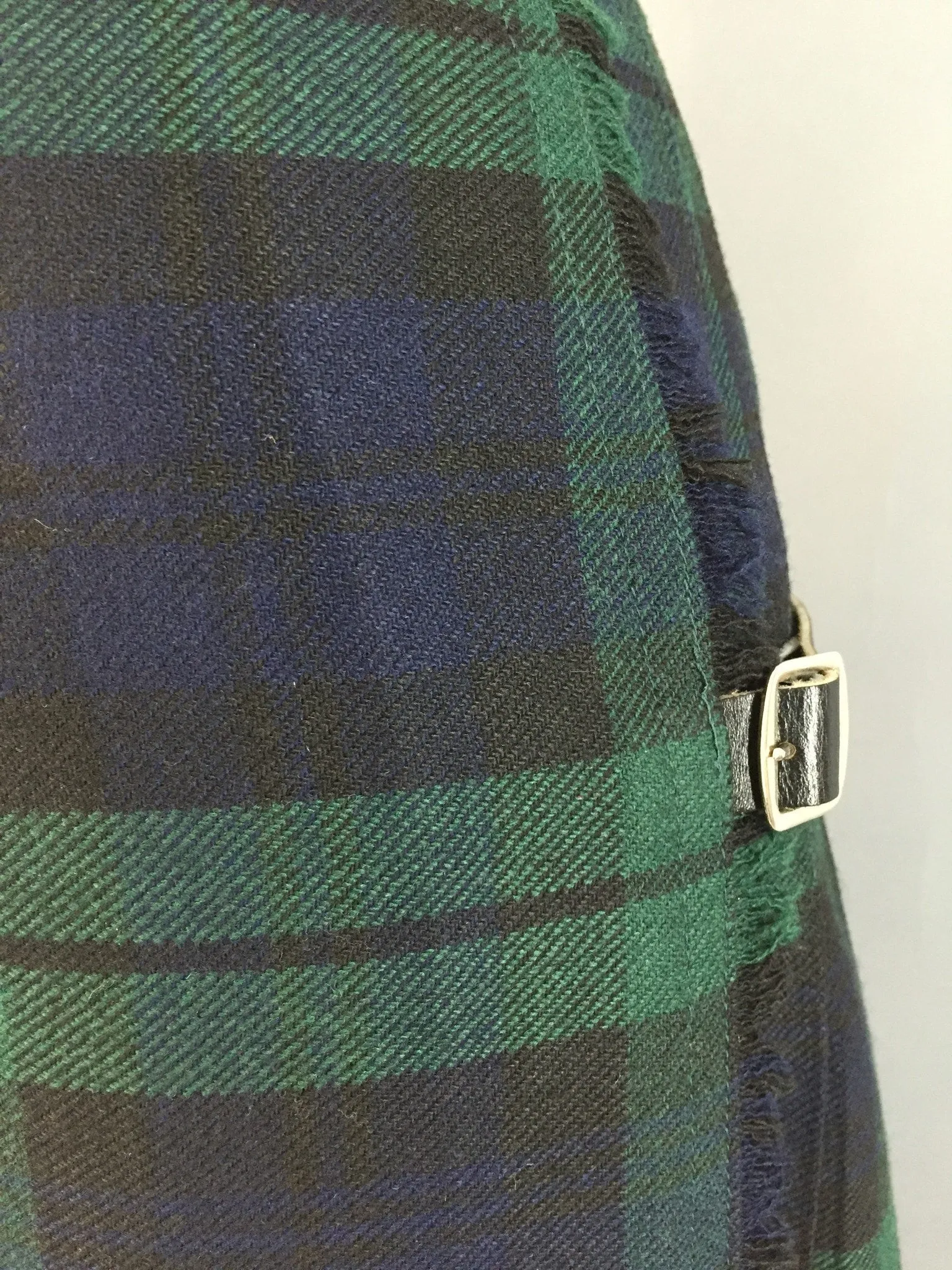 Vintage Wool Kilt / Plaid Skirt / Black Watch Campbell Clan Tartan