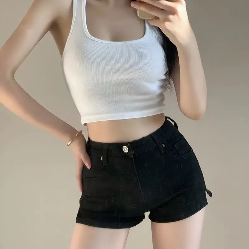 Wenkouban Leisure, Lazy, Popular Temperament, Fashion Trend, New Summer Hong Kong Style Jeans, Shorts, And Handsome Women