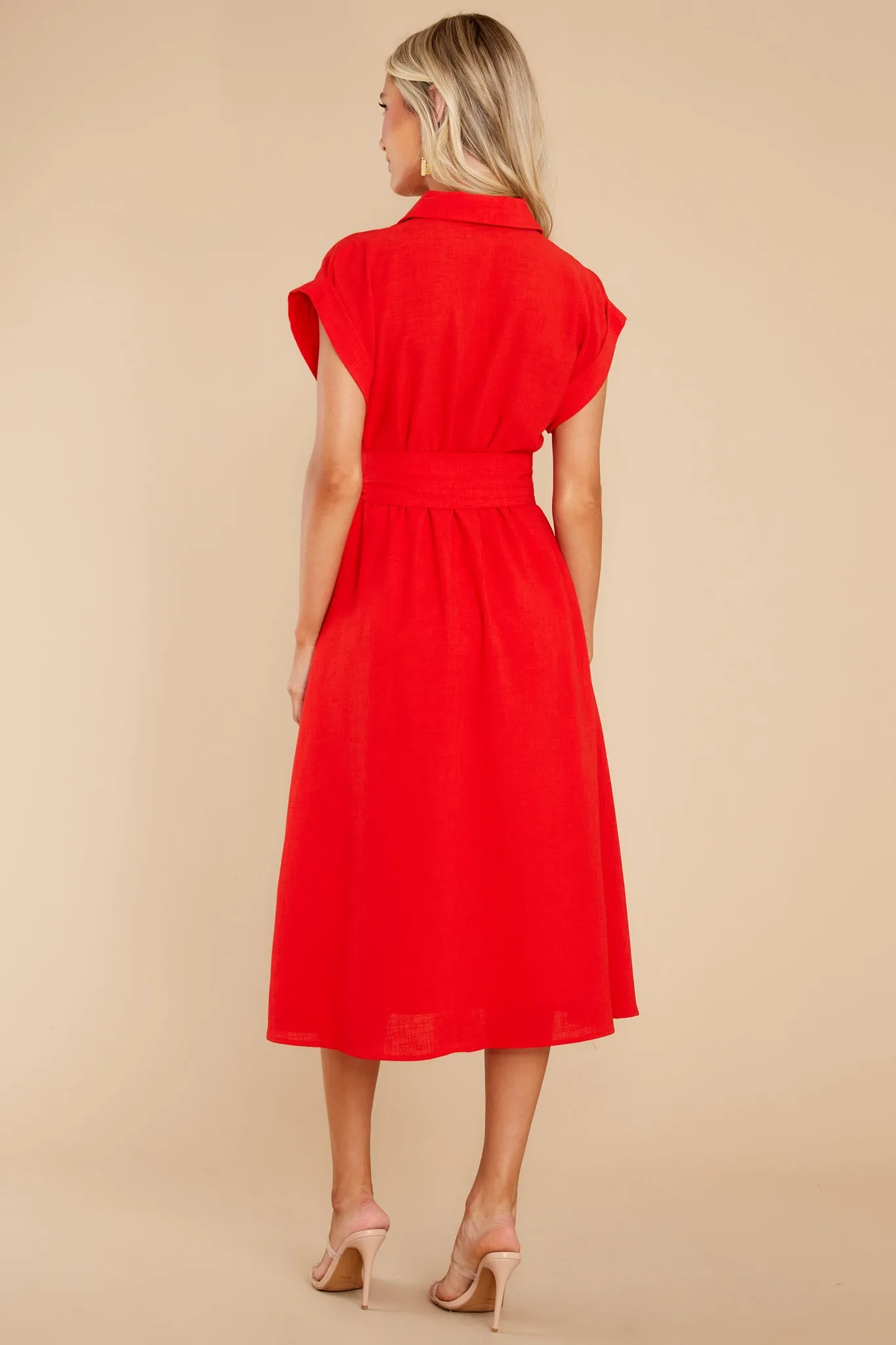 When You Arrive Red Midi Dress