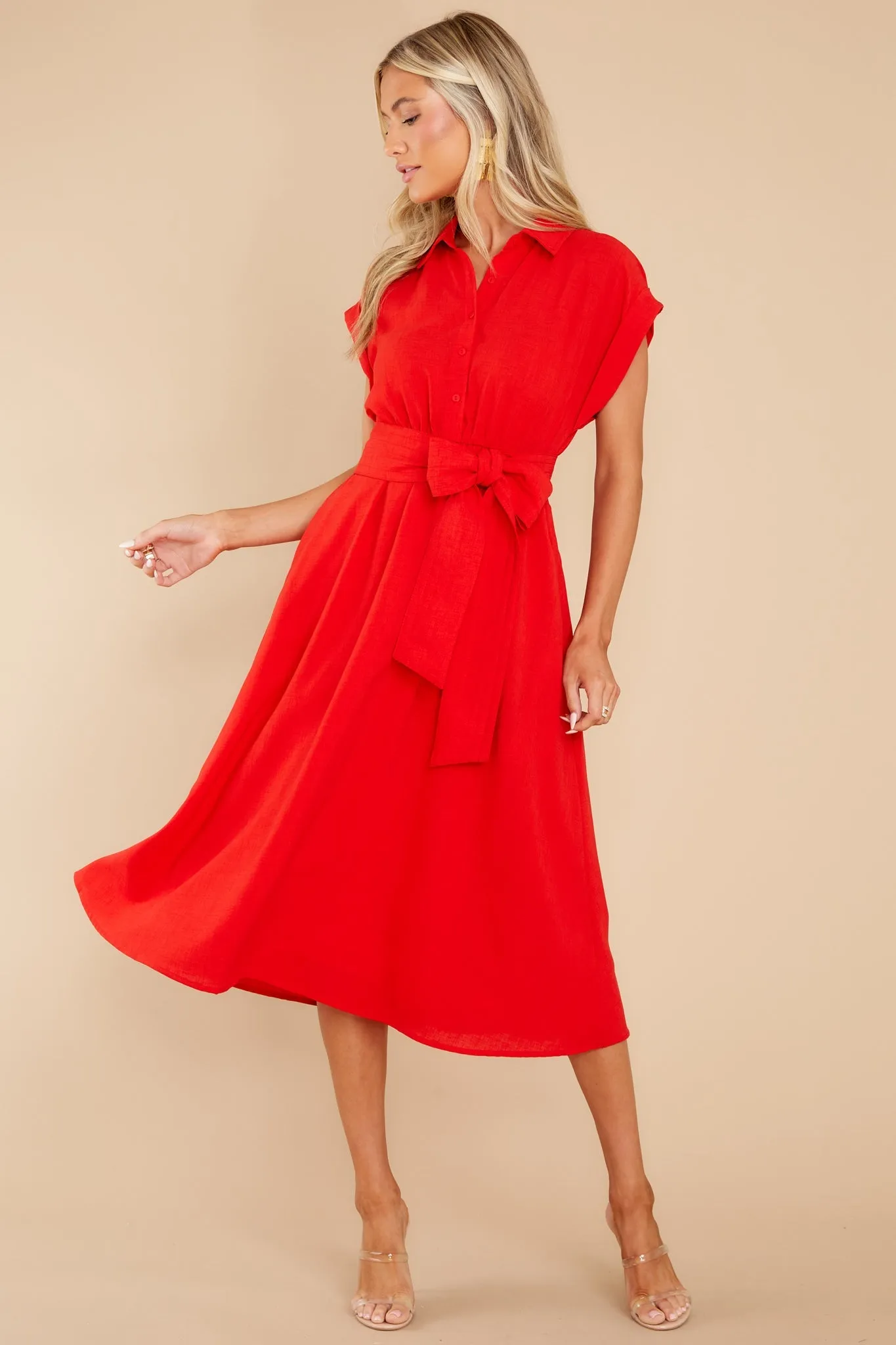 When You Arrive Red Midi Dress