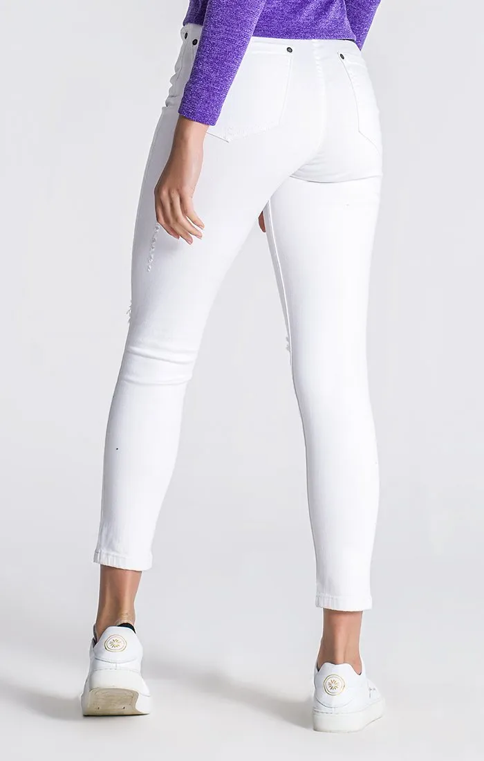 White Skinny Ripped Jeans