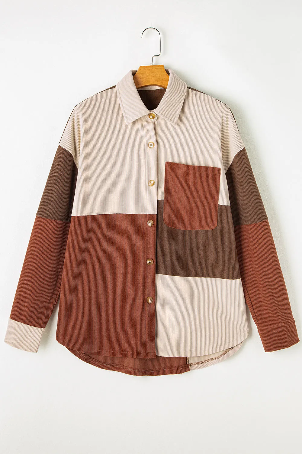 Winona  Long Sleeve Color Block Shacket