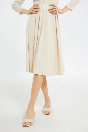 Women Beige Textured Skirt