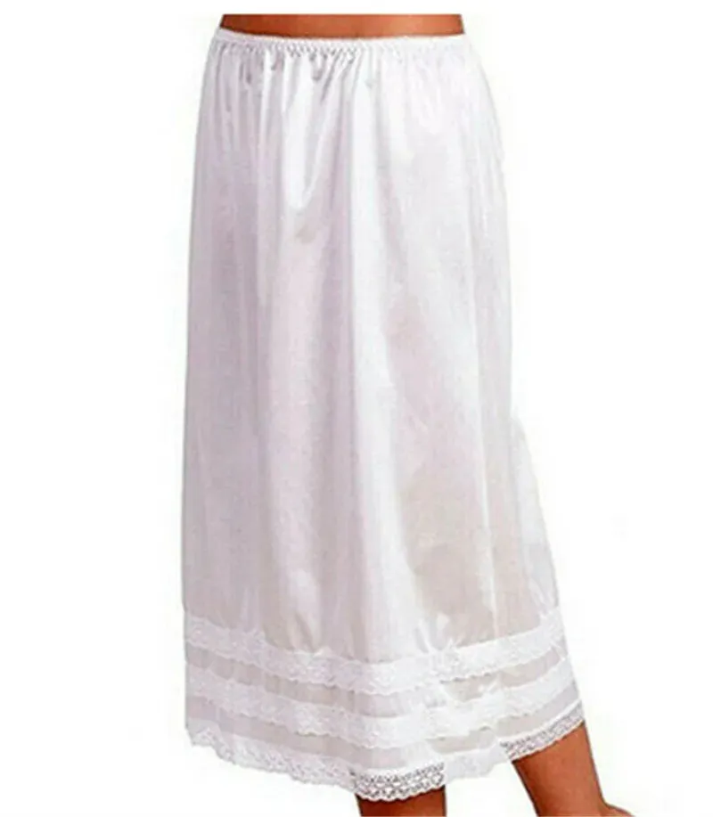 Womens Lace Underskirt Petticoat Under Dress Long Skirt Safety Skirt Oversize