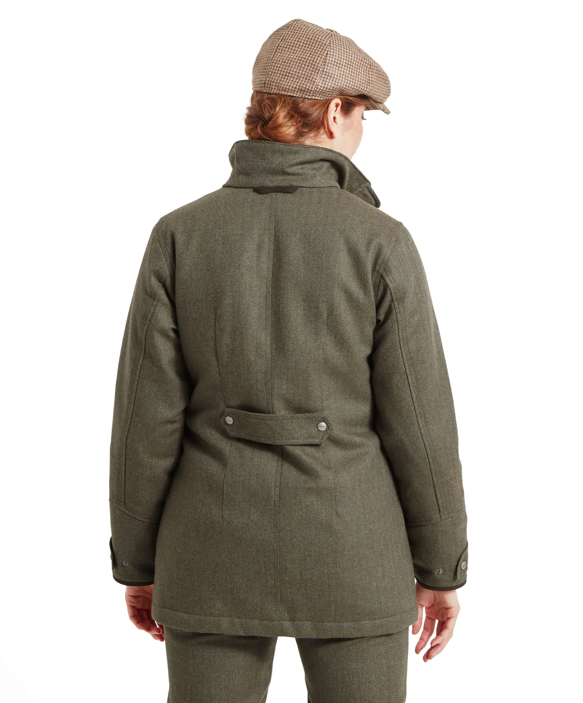 Women's Ptarmigan Tweed Coat - Loden Green Herringbone Tweed