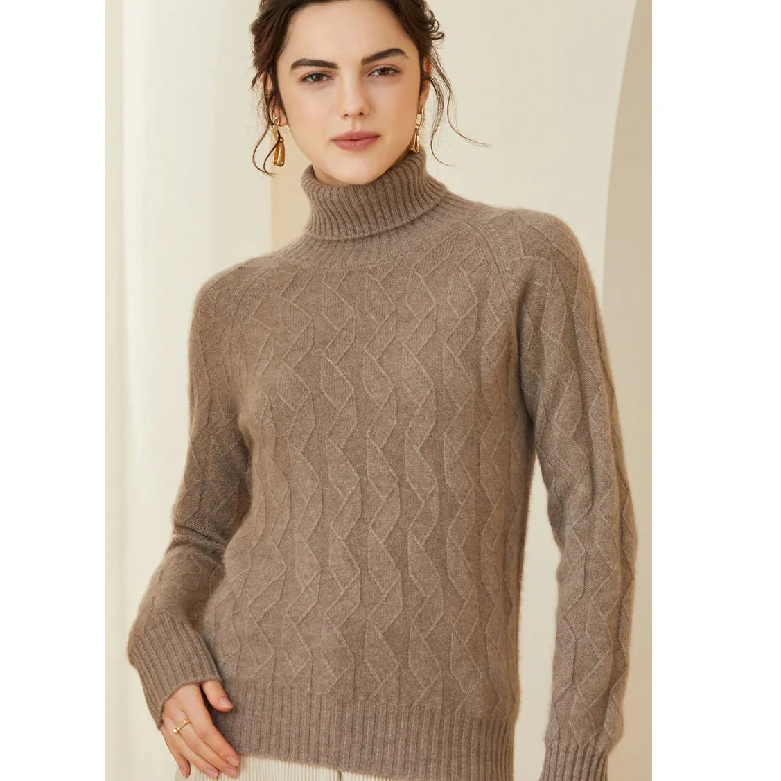 Women's Turtleneck Cashmere Sweater Long Sleeve Warm Pullover Cashmere Tops