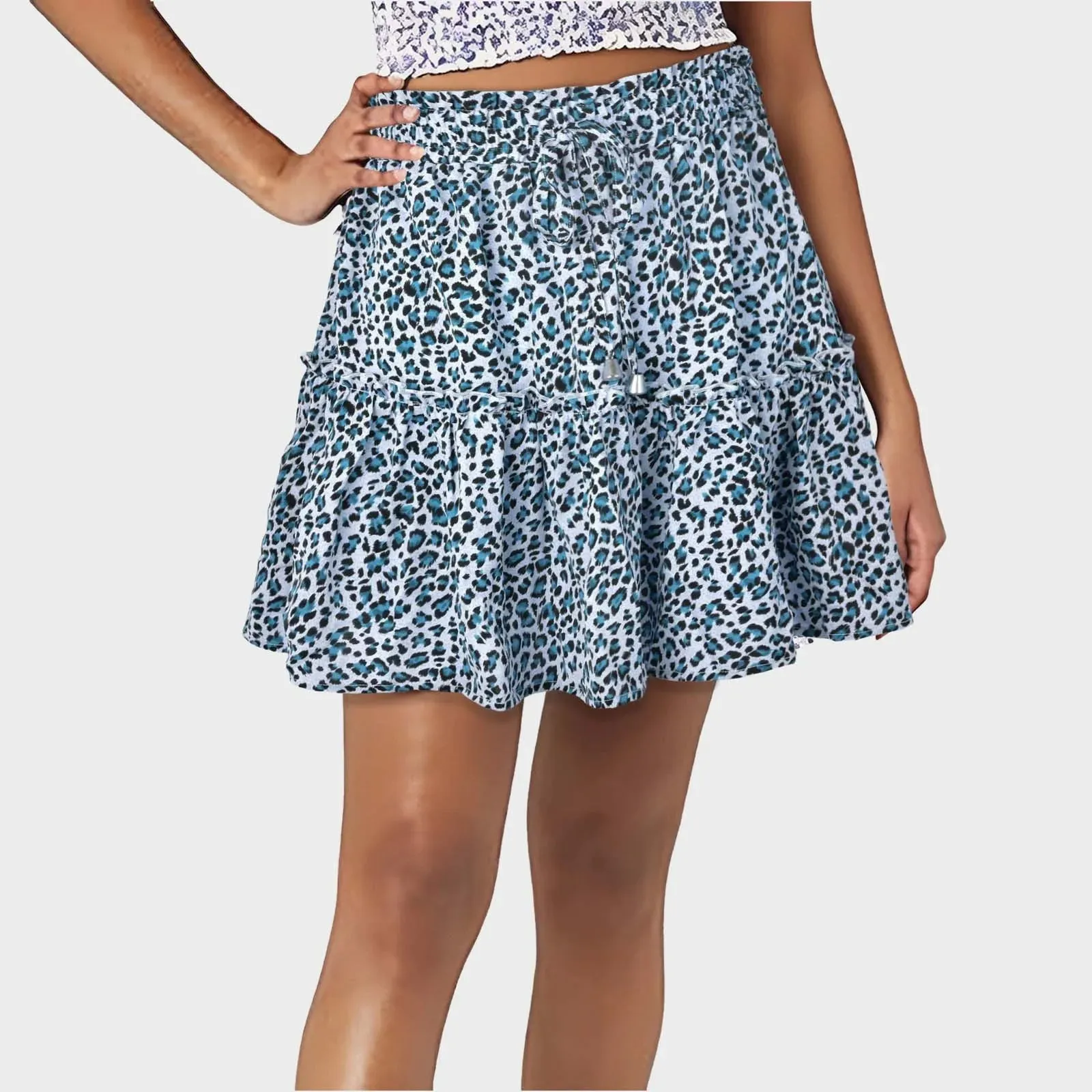 Y2K Style Floral Print A-line Mini Skirt Holiday All-matched Flowy Short Pleated Summer Skirt