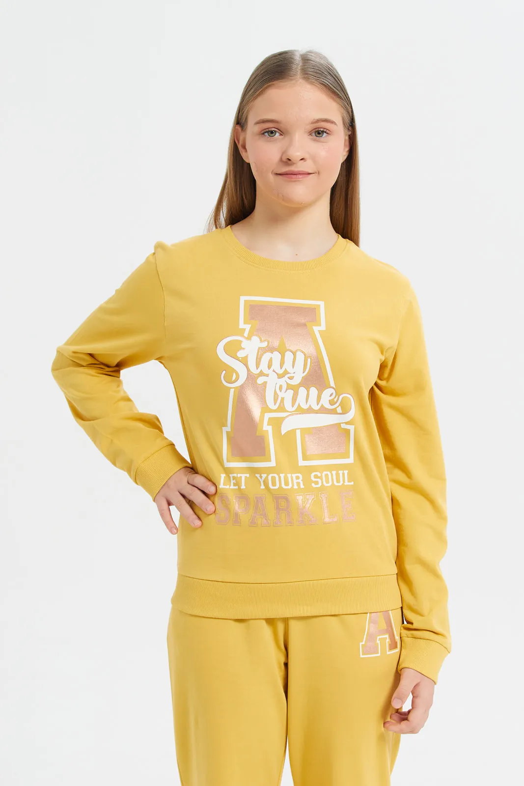 Yellow Basic Sweatshirts